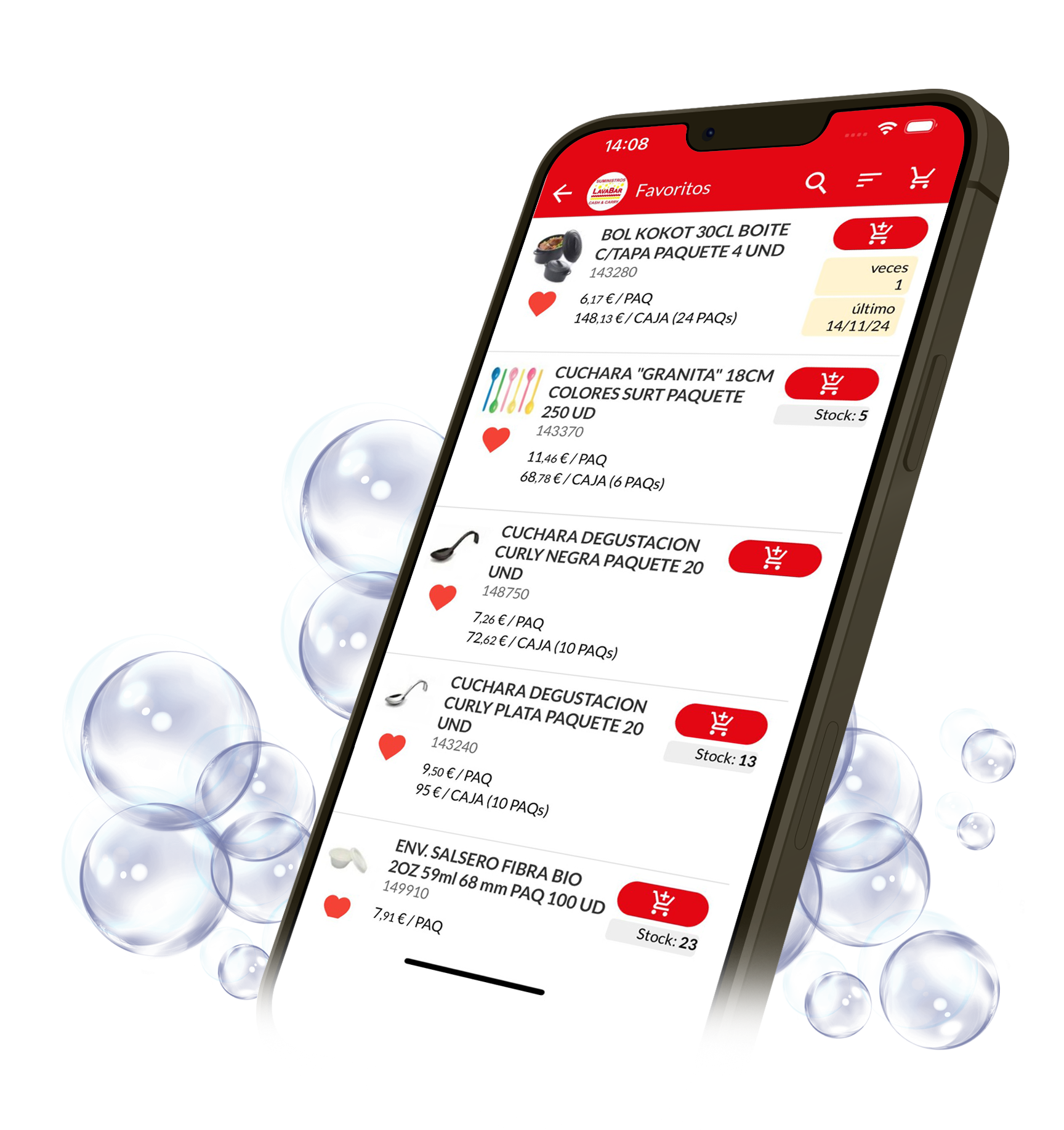 Nueva App de Suministros Lavabar en smartphone